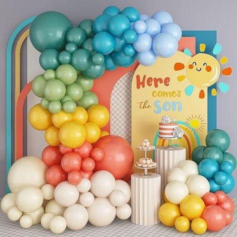 Amazon.com: Retro Boho Balloon Arch Garland Kit, 163Pcs Retro Blue Orange Mustard Yellow Balloon, Here Comes the Son First Birthday Theme Boho Colorful Baby Shower Party Decoration : Everything Else Here Comes The Son Birthday Party, Son First Birthday, Boho Balloon Arch, First Birthday Theme, Here Comes The Son, Campus Events, Orange Birthday, Colorful Baby, Yellow Balloons