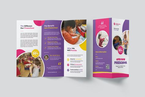 Brochure à trois volets, Modèles graphiques - Envato Elements Preschool Brochure, Trifold Brochure, Envato Elements, Communication, Preschool, Pre School