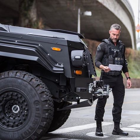 running lines w/ Betty. solid scene partner. #swat #photooftheday #blackbetty #ghurka #losangeles #dtla #instagram #instapic… Deacon Swat, Jay Harrington, Swat Police, Eleven 11, Leading Men, Black Betty, Many Men, Hair And Beard Styles, Beard Styles