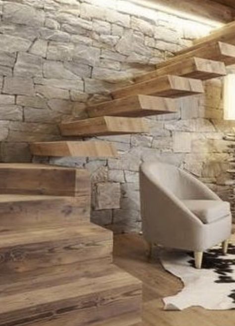 Wabi Sabi House, Stairs Wall, Stone Wall Design, Stair Wall, Stone Stairs, Stairway Design, Stairs Design Modern, Modern Rustic Homes, Modern Stairs