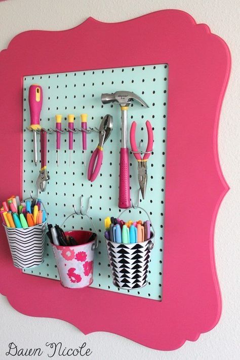 More Framed Pegboard Organizer Ideas Rangement Art, Pegboard Organization, Picture Frame Crafts, Organize Craft Supplies, Old Picture Frames, Diy Craft Room, Craft Room Storage, Sewing Rooms, Craft Room Organization