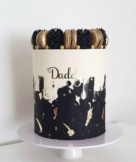 100 Cupcakes, Black And Gold Cake, Cake Decorating Books, Dad Birthday Cakes, Birthday Cake Decorating Ideas, Mini Torte, Birthday Cake For Him, Elegant Birthday Cakes, Cake Decorating Ideas