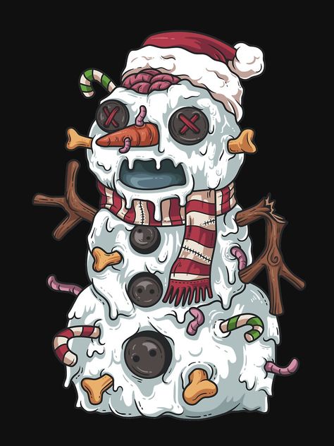 Halloween Christmas Art, Spooky Christmas Art, Funny Christmas Art, Evil Christmas, Funny Christmas Images, Snowman Funny, Bad Christmas, Merry Creepmas, Zombie Christmas