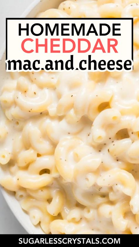 This white cheddar mac and cheese stove top recipe is ready in 30 minutes! Made with creamy white cheddar and a touch of gruyere, this dish is perfect for a quick side or main course. Follow this easy homemade white cheddar mac and cheese recipe for a rich and cheesy flavor that melts in your mouth. Mac And Cheese Stove Top, Cheddar Mac And Cheese Recipe, Cheese Recipes Dinner, White Cheddar Mac And Cheese, White Mac And Cheese, Honey Mustard Pork Chops, Sweet Potato Cornbread, Mustard Pork Chops, Classic Mac And Cheese