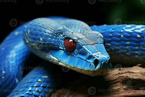 de cerca revela el fascinante, transformado cara de un azul víbora serpiente ai generado Final Fantasy