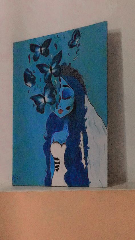 Azul/ Novia/ Butterfly/Blu/White Nightmare Before Christmas Drawings, Disney Canvas Art, Disney Canvas, Tim Burton Art, Kitty Drawing, Cute Canvas Paintings, Hello Kitty Drawing, Oil Pastel Art, Canvas Painting Designs