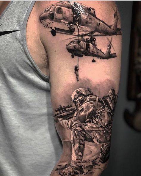 113 Likes, 0 Comments - Inked Society (@inkedsociety88) on Instagram: “Done by @chicomorbene ☠️☠️💉💉💉💉☠️☠️…” Fmf Corpsman Tattoo, Infantry Tattoos 11b, Army Helmet Tattoo, Army Wife Tattoos, Airborne Tattoos, Military Sleeve Tattoo, Usmc Tattoo, Shoulder Armor Tattoo, Marine Tattoo