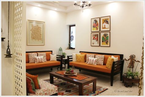 Eclectic Indian living room House Beautiful Living Rooms, Living Room Designs Indian, बेडरूम डिजाइन, Indian Living Room Design, Hone Decor, Chettinad House, Living Room Indian, Indian Room, Furnitur Ruang Keluarga