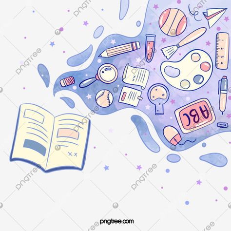 book,information,education,calculator,glasses,paper,ruler,light bulb,pigment board,magnifier,pen,lovely,cartoon,magnifying glass Purple Spring Flowers, Education Clipart, Star Science, Purple Books, Bullet Journal Cover Ideas, Easy Doodle, Creative Money Gifts, Spring Books, Abstract Cloud