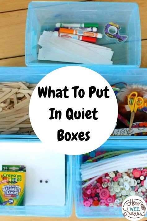 Rest Time Ideas For Preschool, Quiet Table Activities For Preschool, Quiet Bins, Quiet Boxes, Quiet Time Boxes, Giraffe Room, Kids Sensory Activities, Table Activities, Quiet Toys