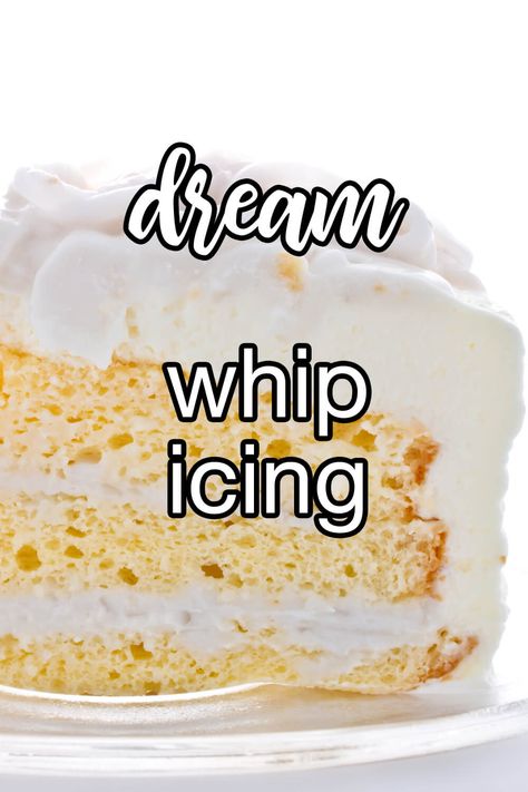 Dream Whip Icing - Take the guesswork out of making perfect icing. Dream Whip topping mix helps stabilize the icing and vanilla pudding mix gives it a creamy texture. | CDKitchen.com Pudding Icing Recipe Without Cool Whip, Pudding Mix Icing, Dream Whip Icing, Cool Wipe Icing, Icing Made With Pudding, Dream Whip Frosting With Pudding, Frosting Made With Pudding, Walmart Whipped Icing Recipe, Cool Whip Frosting Without Pudding