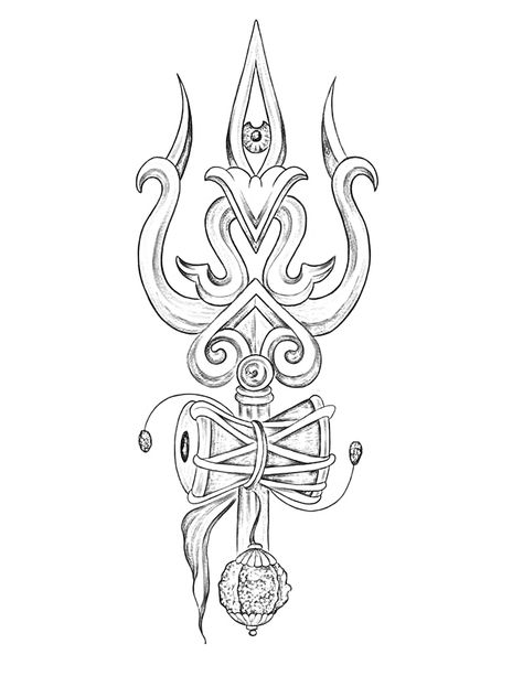 Shiva Damru Wallpaper, Shoolam Tattoo Design, Shiv Damru Tattoo, Trishul Tattoo Stencil, Sivan Drawings, Shiva Trident Tattoo, Kali Tattoo Design Art, Trisula Tattoo Design, Trishul Design