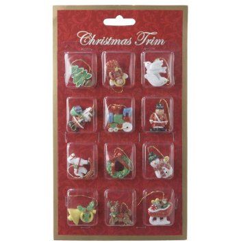 Amazon.com - Resin Petite Treasures Miniature Ornaments Set Of 12 - Decorative Hanging Ornaments Mini Gumball Machine, Room Box Miniatures, Mini Christmas Ornaments, Fairy House Crafts, Resin Ornaments, Reindeer And Sleigh, Christmas Angel Ornaments, Dollhouse Christmas, Miniature Christmas Trees