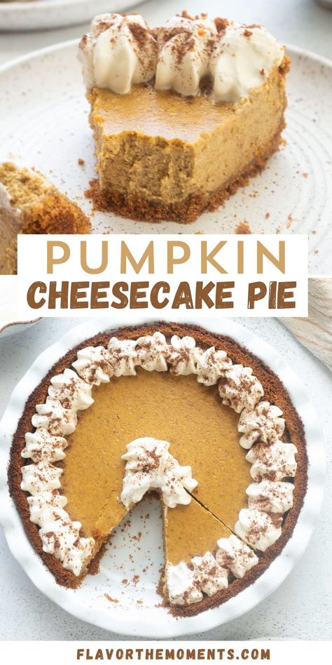 Pumpkin Cheesecake Pie Dense Pumpkin Pie, Pumpkin And Cheesecake Pie, Pumpkin Pie With Cookie Dough Crust, Pumpkin Cheesecake Premade Crust, Pumpkin Cheese Pie Recipe, 2 Layer Pumpkin Pie, Easy Pumpkin Pie Recipe With Graham Cracker Crust, Pumpkin Cheesecake With Ginger Snap Crust, Punkin Cheesecake Recipes