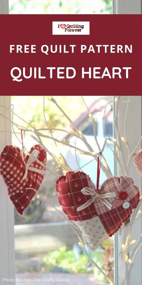 Heart Quilt Patterns, Heart Patterns Printable, Quilted Toys, Free Quilt Tutorials, Log Cabin Quilt Pattern, Heart Quilt Pattern, Patchwork Heart, Quick Quilt, Single Quilt