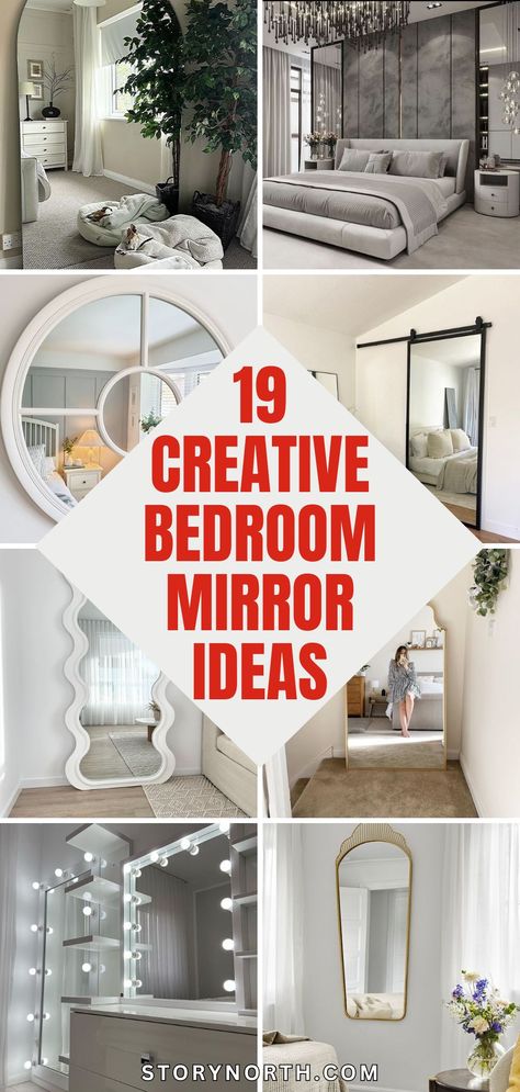 Save this pin for creative bedroom mirror ideas to add a personal touch to your space and reflect your unique style. Elevate your decor with these inspiring ideas. #HomeDecor #BedroomDesign #MirrorIdeas Mirrored Wall Ideas Bedroom, Hanging Mirror Bedroom, Floor Mirror Decor Ideas, Mirror Placement In Bedroom, Mirrored Wall Ideas, Creative Mirror Ideas, Decorating Mirror Ideas, Extremely Small Bedroom Ideas, Bedroom Mirror Ideas