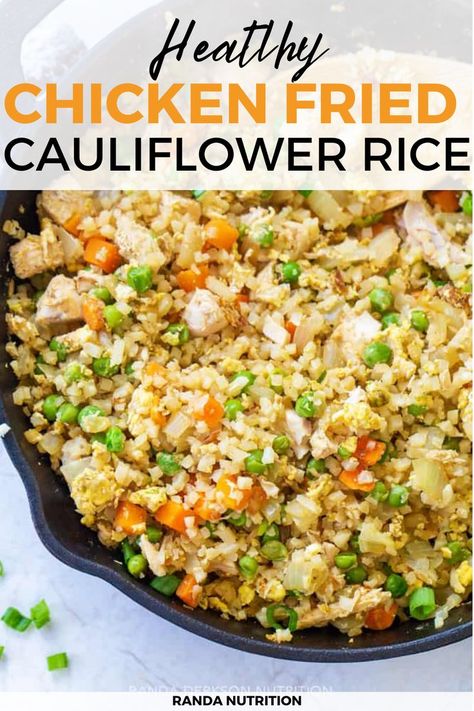 Cauliflower Fried Rice Recipes Chicken, Low Calorie Chicken Fried Rice, Chicken And Cauliflower Recipes, Fried Rice With Cauliflower, Cauliflower Ideas, Chicken Cauliflower Fried Rice, Chicken Fried Cauliflower, Chicken Fried Cauliflower Rice, Fried Cauliflower Rice