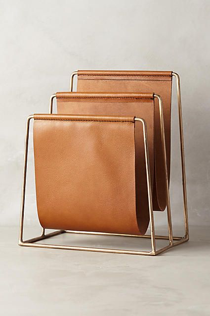 Saddle Ring Desk Collection Leather Magazine Rack, Saddle Ring, Estantes Flotantes, Magazine Holders, Design Industrial, Book Shelf, Office Organization, Leather Bags, 인테리어 디자인