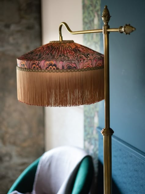 Designer Vintage Bygone Era Lampshades by Alice BeauVamp Lampshade Design Ideas, How To Make Vintage Lampshades, Lampshade Shapes, Tassel Floor Lamp, Fringe Floor Lamps, Fringe Floor Lamp, 1920s Lamp, Fringe Lamps, Lampshade With Fringe