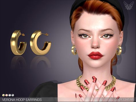 feyona's Verona Hoop Earrings Ts4 Hoop Earrings, Ts4 Earrings, Sims Collection, Sims4 Accessories, Sims Cc Hair, Ts4 Accessories, Cc Jewelry, Sims Pets, Sims 4 Studio