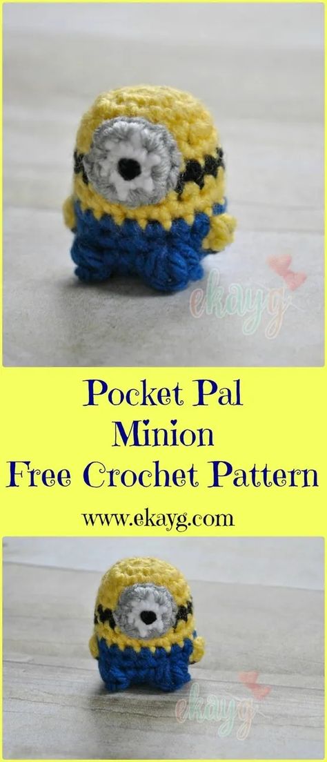 Teaching Crochet, Cartoon Crochet, Amigurumi Characters, Minion Crochet Patterns, Minion Crochet Hat, Minion Craft, Interesting Crochet, Minion Pattern, Crochet Beginner