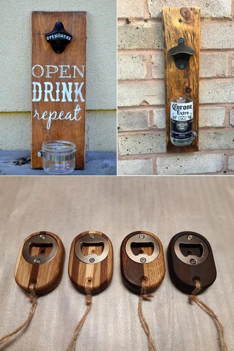 Bottle Opener Diy, Diy Bottle Opener, Cnc Machine Projects, Wood Bottle Opener, Scrap Wood Crafts, Wooden Bottle Opener, Wood Bottles, Mounted Bottle Opener, Carpentry Projects