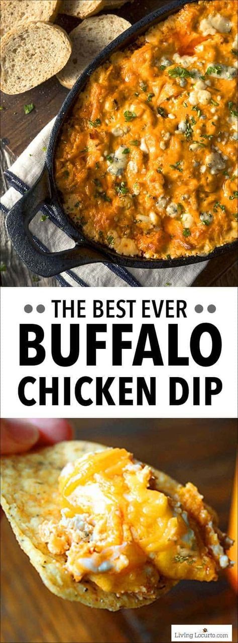 Buffalo Chicken Dip is a creamy hot wings and cheese dip recipe packed full flavor! Serve this appetizer recipe at any party and watch it disappear like magic! It's the perfect game day dip served with bread, chips, carrots or celery. #chicken #dip #buffalochicken Game Day Dip, Bread Chips, Fresh Cocktails, Chicken Carrots, Buffalo Chicken Dip Easy, Cheese Dip Recipe, Crockpot Appetizers, Chicken Dip Recipe, Buffalo Chicken Dip Recipe