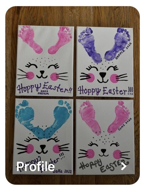 Easter Crafts For Kids Footprints, Easter Toddler Handprint Crafts, Handprint Art Easter, Toddler Easter Painting Ideas, Finger Paint Easter Craft, Easter Paint Crafts For Toddlers, Cute Easter Crafts For Babies, Easter Kid Painting, Some Bunny Loves You Craft Footprint