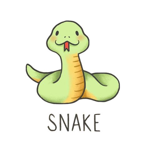 Rattle Snake Drawing Easy, Cartoon Snake Tattoo, Cartoon Reptiles, Chibi Snake, Cute Snake Drawing, Snake Animation, Kawaii Snake, Snake Doodle, Snake Cartoon