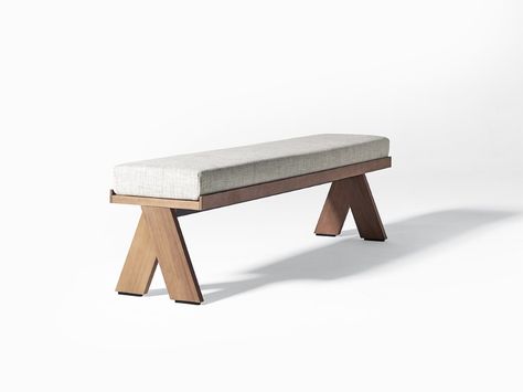 JOI OPEN AIR | Garden bench Joi Open Air Collection By Meridiani design Andrea Parisio Church Bench Ideas, Indoor Bench Seat, Mountain Cafe, Air Garden, Spanish Furniture, Benches Outdoor, Seat Bench, Fabric Bench, Square Side Table