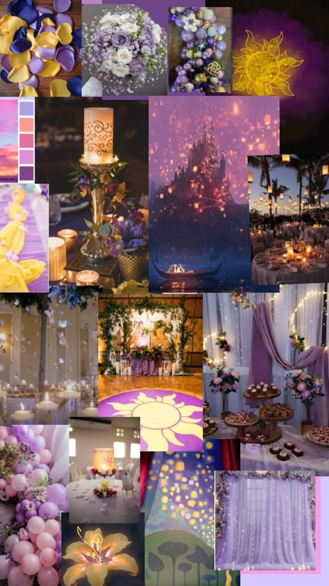 Wedding Ideas Disney, Rapunzel Wedding Theme, Rapunzel Wedding, Tangled Wedding, Homecoming Themes, Prom Themes, Disney Inspired Wedding, Tangled Party, Disney Wedding Theme