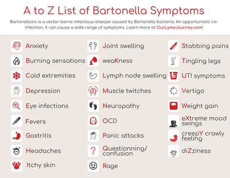 Bartonellosis is a vector-borne infectious disease caused by Bartonella bacteria. An opportunistic co-infection, it can cause a wide range of symptoms, including these 26. Learn more at OurLymeJourney.com! Bartonella Symptoms, Mold Exposure, Muscle Twitching, Eye Infections, Fantasy Stuff, Lymph Nodes, Never Alone, A Beast, Itchy Skin