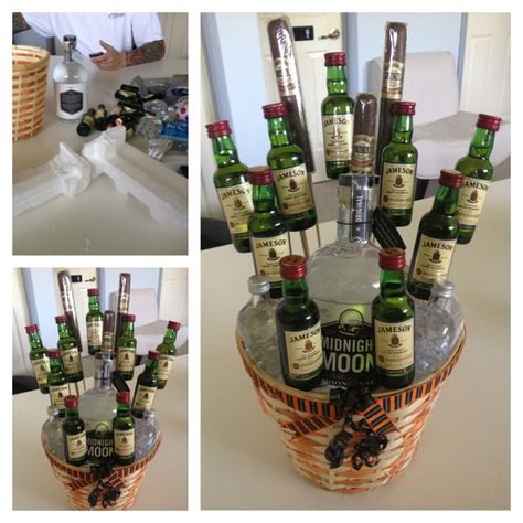 For a Male Jameson Lover!!! Jameson Gift Basket, Whiskey Gifts Basket, Liquor Bouquet, Whiskey Gifts, Liquor Bottles, Gift Basket, Gift Baskets, Wine Rack, Mother’s Day