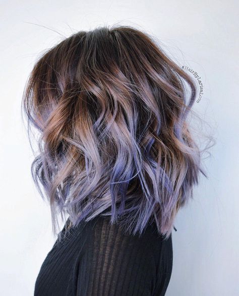 40 Best Variations of a Medium Shag Haircut for Your Distinctive Style Pastel Purple Hair, Purple Highlights, Lob Haircut, Ombre Hair Color, Short Hairstyle, Pastel Hair, Hair Color Balayage, Dark Blonde, Ash Blonde