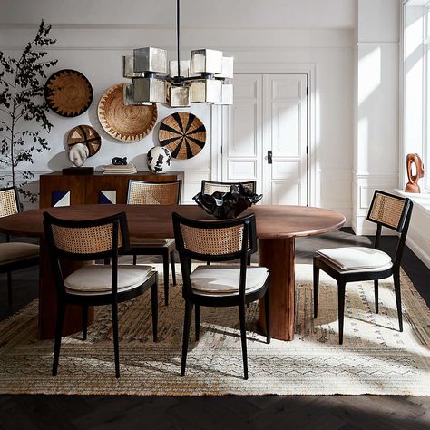 Libby Cane Dining Chair + Reviews | Crate and Barrel Dr Apartment, Painting Chairs, Cane Dining Chairs, Fox Farm, Eating Table, Large Chandelier, Cane Dining Chair, The Dining Room, Dining Room Inspiration