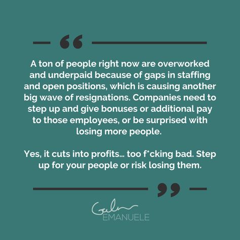 This week’s #CultureDrop is about employees being overworked and underpaid during gaps in staffing. Companies shrugging their shoulders about it, meanwhile their people are actively looking for other jobs. Come back tomorrow for the full episode. Underperforming Employees, Overworked Quotes, Employee Quotes, Feeling Unappreciated, Workplace Quotes, Resume Work, Design Resume, Nothing Personal, Good Employee