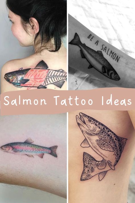 Salmon Tattoo Designs That Go Against the Stream - TattooGlee Coho Salmon Tattoo, Small Salmon Tattoo, Chinook Salmon Tattoo, Salmon Tattoo Simple, Salmon Tattoo Design, Salmon Tattoo, Small Fish Tattoos, Ankle Foot Tattoo, Fly Fishing Tattoo