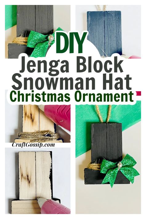 Jenga Block Christmas Snowman Ornament — CraftBits.com Jenga Block Snowman, Jenga Block Christmas, Diy Jenga, Block Snowman, Jesus Crafts, Jenga Blocks, Christmas Blocks, Friend Crafts, Snowman Hat