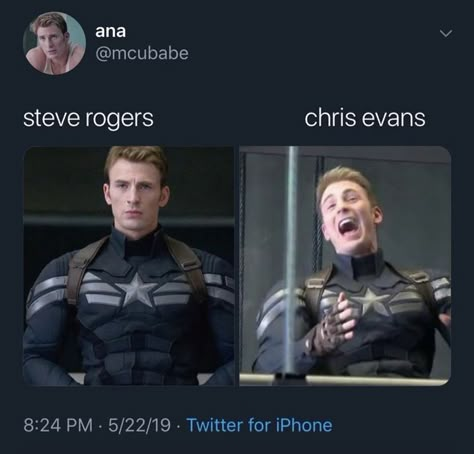 Marvel Cast, Steve Rogers Captain America, Chris Evans Captain America, Marvel Avengers Movies, Marvel Avengers Funny, Dc Memes, Avengers Memes, Marvel Actors, Marvel Films