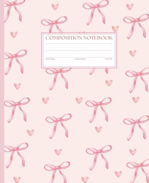 Pink  
Bows  
Hearts  
Girly  
Cute  
Charming  
Whimsical  
Playful  
Bright  
Soft  
Colorful  
Feminine  
Stylish  
Elegant  
Delicate  
Fun  
Trendy  
Inviting and
Vibrant 
notebook Coquette Binder Cover, Planner Cover Aesthetic, Composition Book Aesthetic, Note Book Cover Ideas Aesthetic, Aesthetic Notetaking, Pink Composition Notebook, Coquette Notebook, Goodnotes Ideas, Composition Book Cover