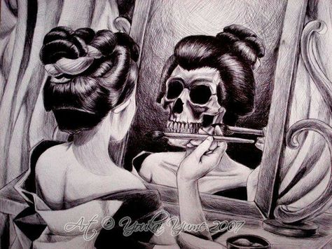 SKULL ART Looking In Mirror, Gif Disney, Observational Drawing, Funny Drawings, Jim Morrison, Skull And Bones, Memento Mori, Skull Art, Pencil Art