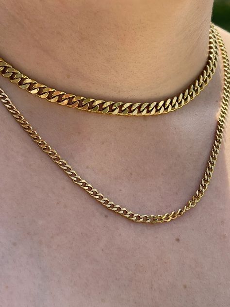 Cuban Style, Cuban Necklace, Cuban Chain Necklace, Cuban Link Chain Necklaces, Gold Rings Stackable, Gold Necklace Set, Gold Bracelet Chain, Domed Ring, Cuban Link Chain