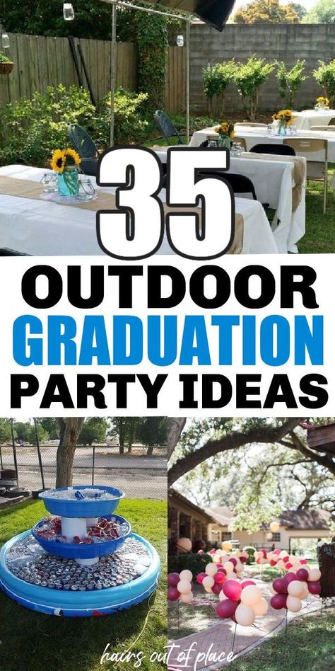 Between spending time with friends and family, there are so many amazing outdoor graduation party ideas that will make your party one to remember! Here are 35 clever outdoor Grad party ideas! Outdoor Photo Display Ideas, Graduation Picnic Ideas, Grad Party Outdoor, Outdoor Grad Party, Graduation Party Ideas For Guys, Guys Graduation Party, Outdoor Graduation Party Ideas, Outdoor Graduation Party Decorations, Graduation Picnic