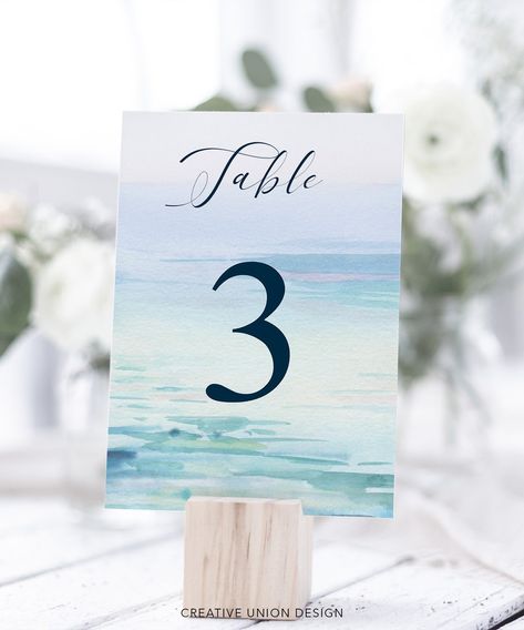 Beach Wedding Table Numbers Wedding Table Number Template - Etsy Minimal Beach Wedding, Simple Beach Wedding Ideas, Beach Wedding Table Numbers, Simple Table Numbers, Beach Wedding Tables, Background Classic, Table Number Template, Wedding Table Numbers Template, Destination Wedding Decor