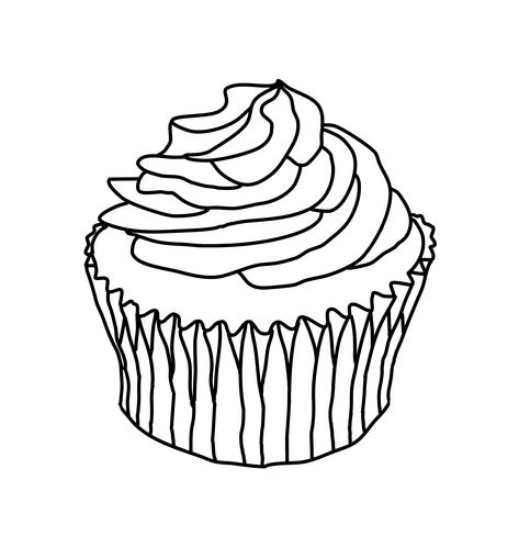 Cupcake Outline Tattoo, Cupcake Outline, Cake Tattoo, Strawberry Cupcake, Cake Drawing, Outline Tattoo, Outline Design, Outline Designs, Strawberry Cupcakes