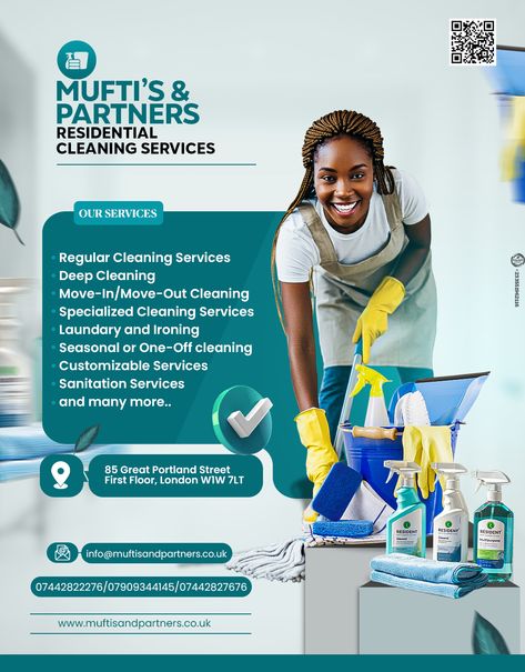 Cleaning Service flyer #cleaning Cleaning Flyer Design, Cleaning Services Flyer, Cleaning Flyers, Cleaning Service Flyer, Flyer Inspiration, Residential Cleaning Services, Move Out Cleaning, Creative Flyer Design, Residential Cleaning