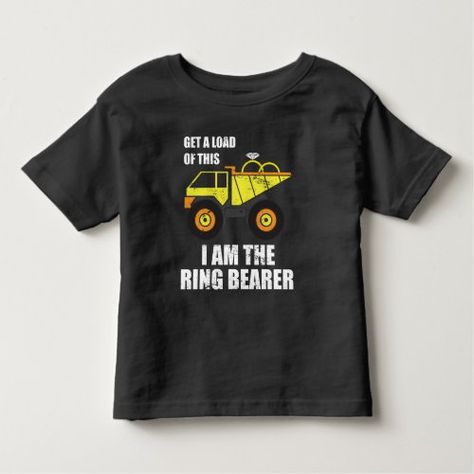 $22.35 | ring Bearer Wedding Gift Toddler T-shirt #truck #kids #ring #wedding #weddingparty #weddingday #bride #load #groom Ring Carrier, Ring Bearer Shirt, Ring Bearer Proposal, Kids Ring, Bearer Outfit, Toddler Tops, Kids Rings, Wedding Clothes, Cadeau Photo