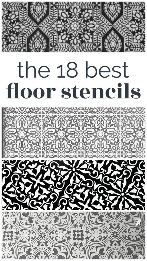 Painted Floor Stencil Patterns, Floor Stencils Patterns Diy, Floor Stencil Ideas, Painted Kitchen Floors, Tile Stencils Diy, Floor Stencils Patterns, Stencil Rug, Stenciled Concrete Floor, Stenciled Floors