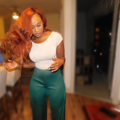 @porshajay Black woman with ginger hair copper red Outfits With Ginger Hair, Woman With Ginger Hair, Ginger Hair Copper, Hair Copper Red, Hair Laid, Copper Red, Copper Hair, Ginger Hair, Business Outfits