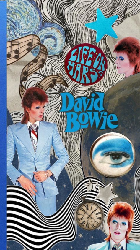 🌑 David Bowie Wallpaper 🌑 #davidbowie #david #bowie #wallpaper #music #lifeonmars #videoclip #vintage #background #blue Bowie Wallpaper, David Bowie Album Covers, David Bowie Wallpaper, Mars Wallpaper, Ziggy Played Guitar, David Bowie Art, Bowie Art, Wallpaper Music, Vintage Background